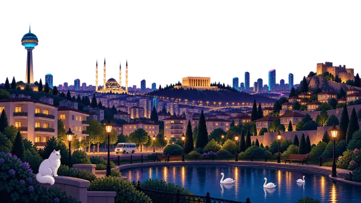Die Skyline von Ankara bei Nacht