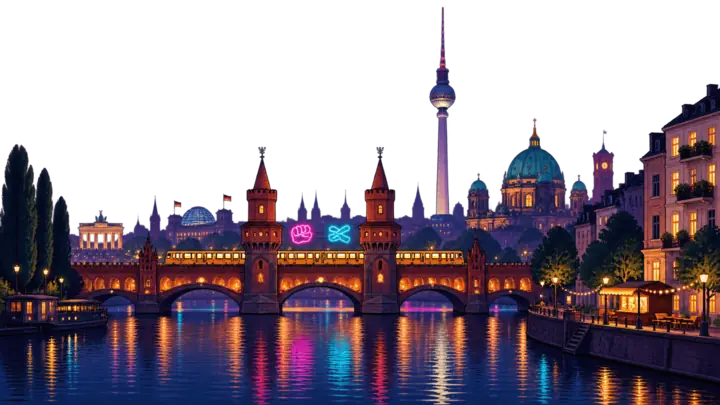 Die Skyline von Berlin bei Nacht