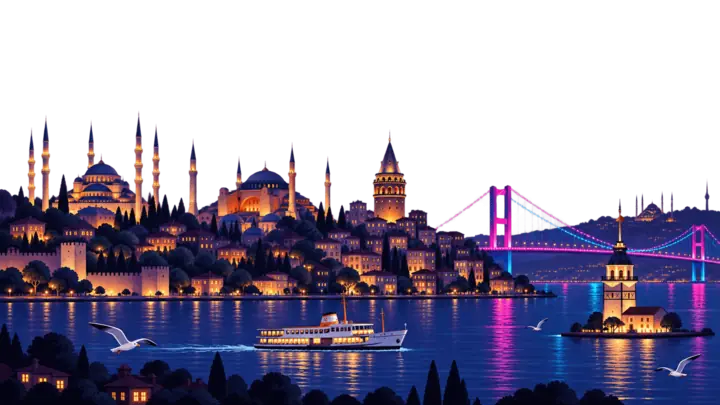 Die Skyline von Istanbul bei Nacht