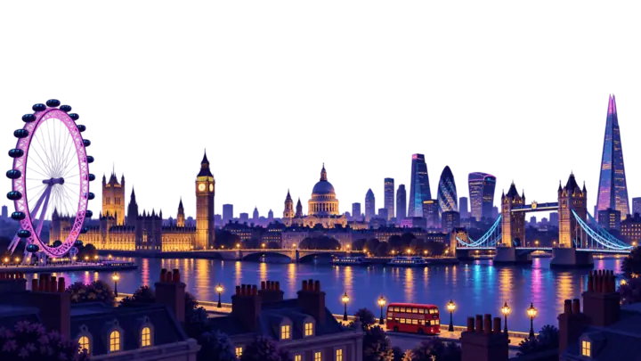 Die Skyline von London bei Nacht