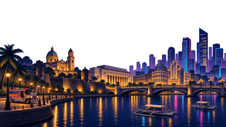 Die Skyline von Manila bei Nacht