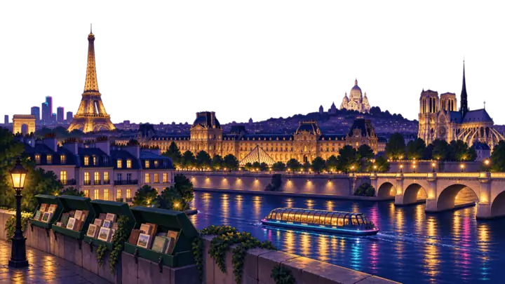 Die Skyline von Paris bei Nacht
