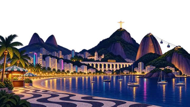 Die Skyline von Rio de Janeiro bei Nacht